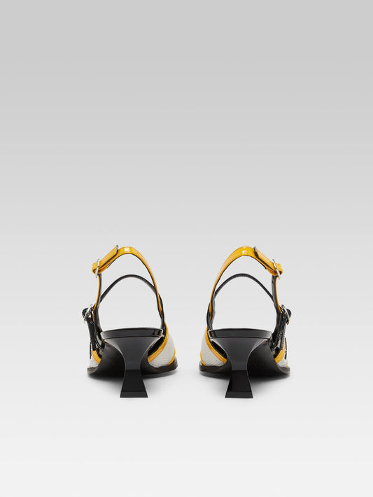 Cecile - Yellow and black patent leather slingback pumps - Image number 5