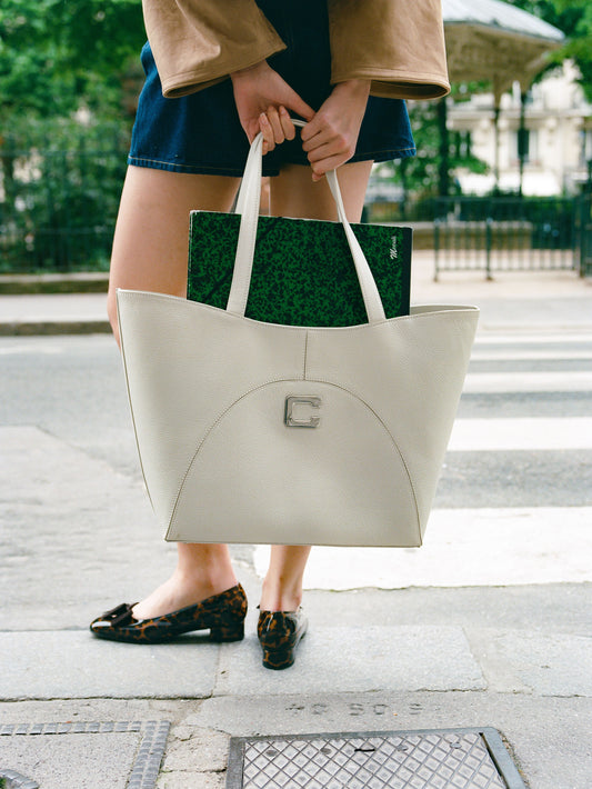 Clemenceau - Sac cabas cuir grainé ivoire - Image numéro 3