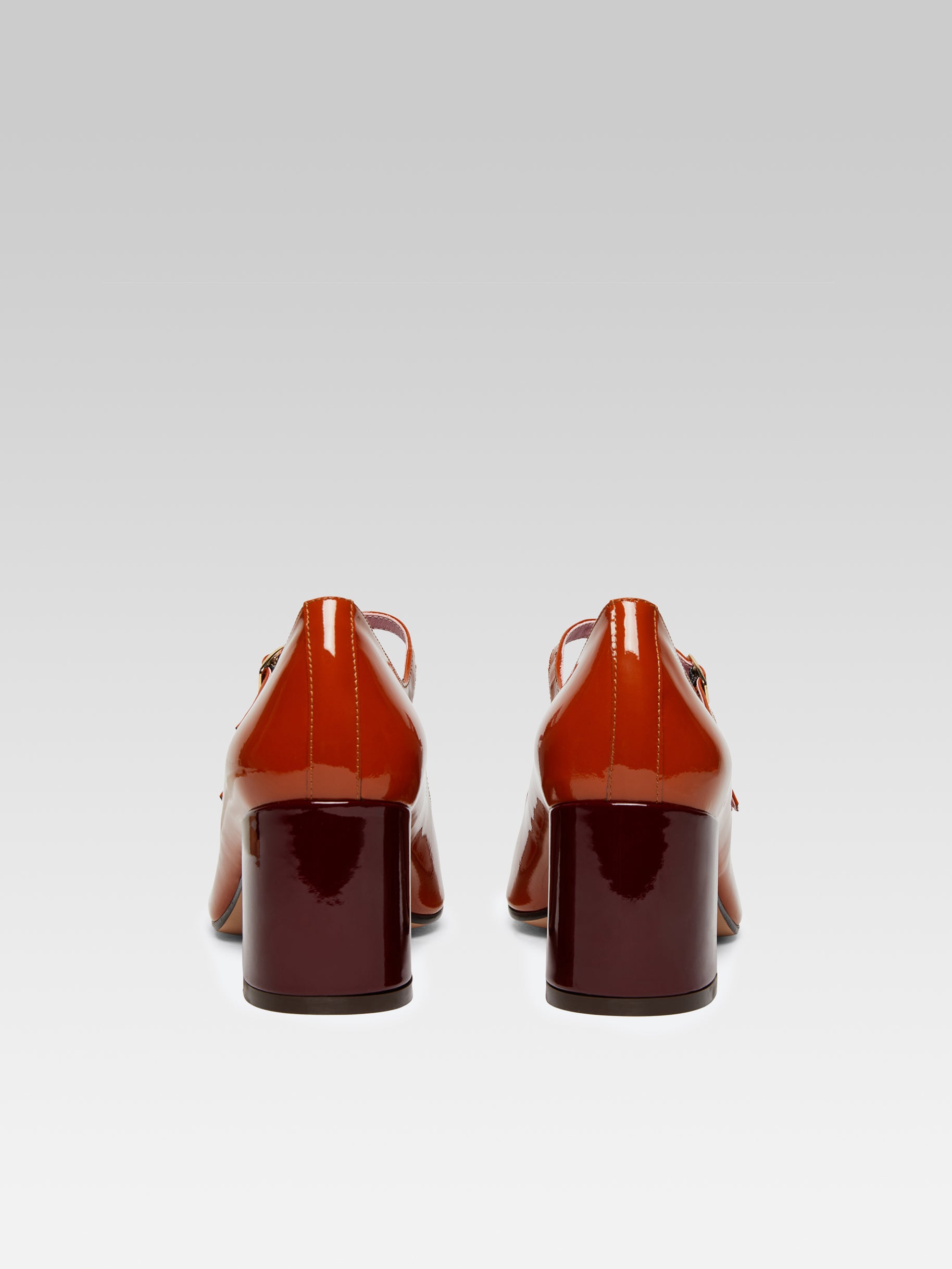 Cherry - Camel and burgundy patent leather Mary Janes pumps - Image number 5