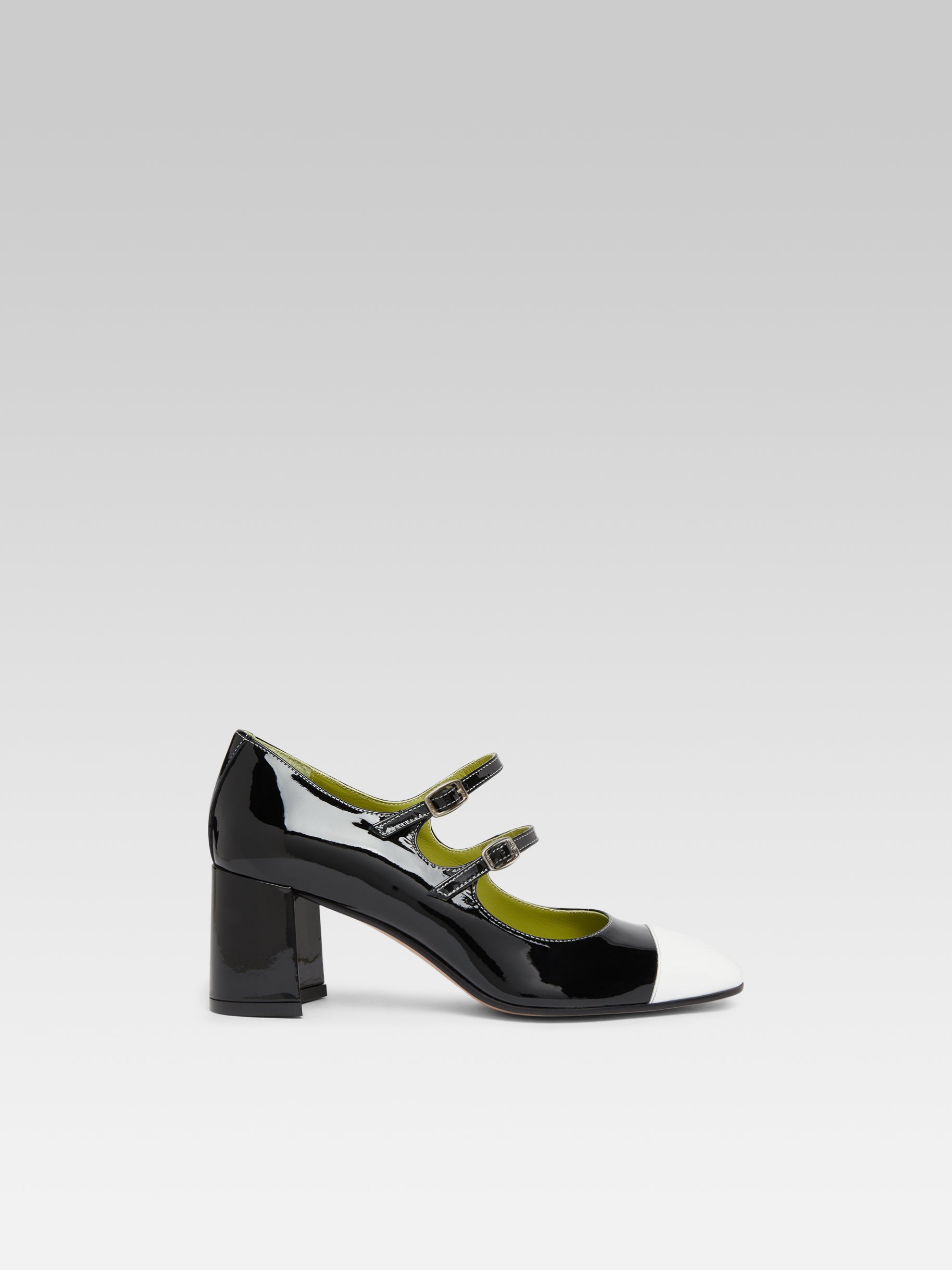 Cherry - Black and white patent leather Mary Janes pumps - Image number 1