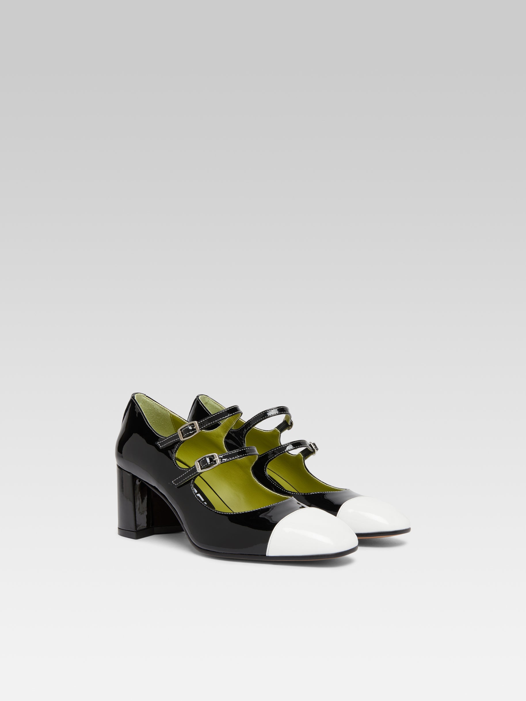Cherry - Black and white patent leather Mary Janes pumps - Image number 5
