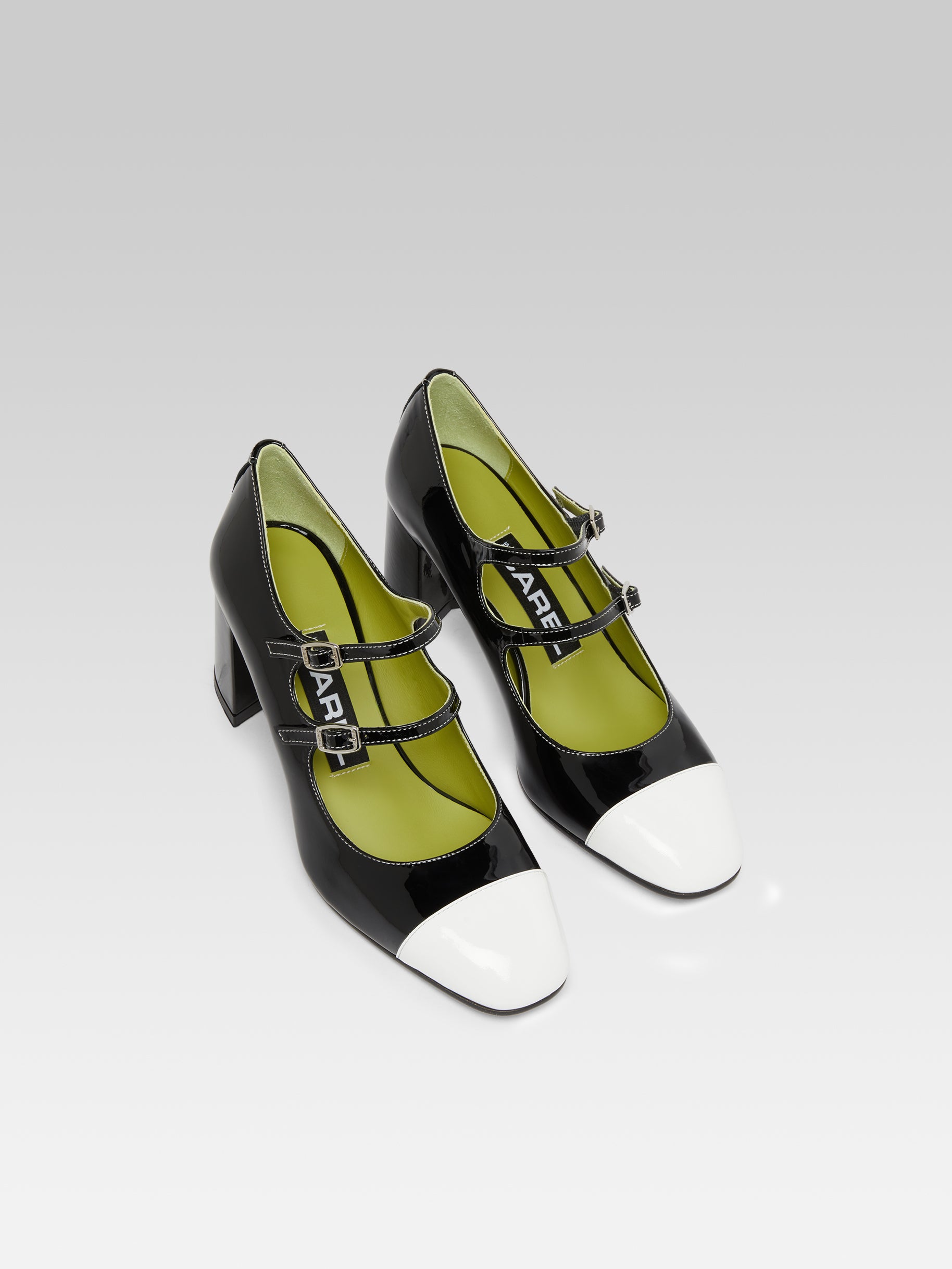 Cherry - Black and white patent leather Mary Janes pumps - Image number 4