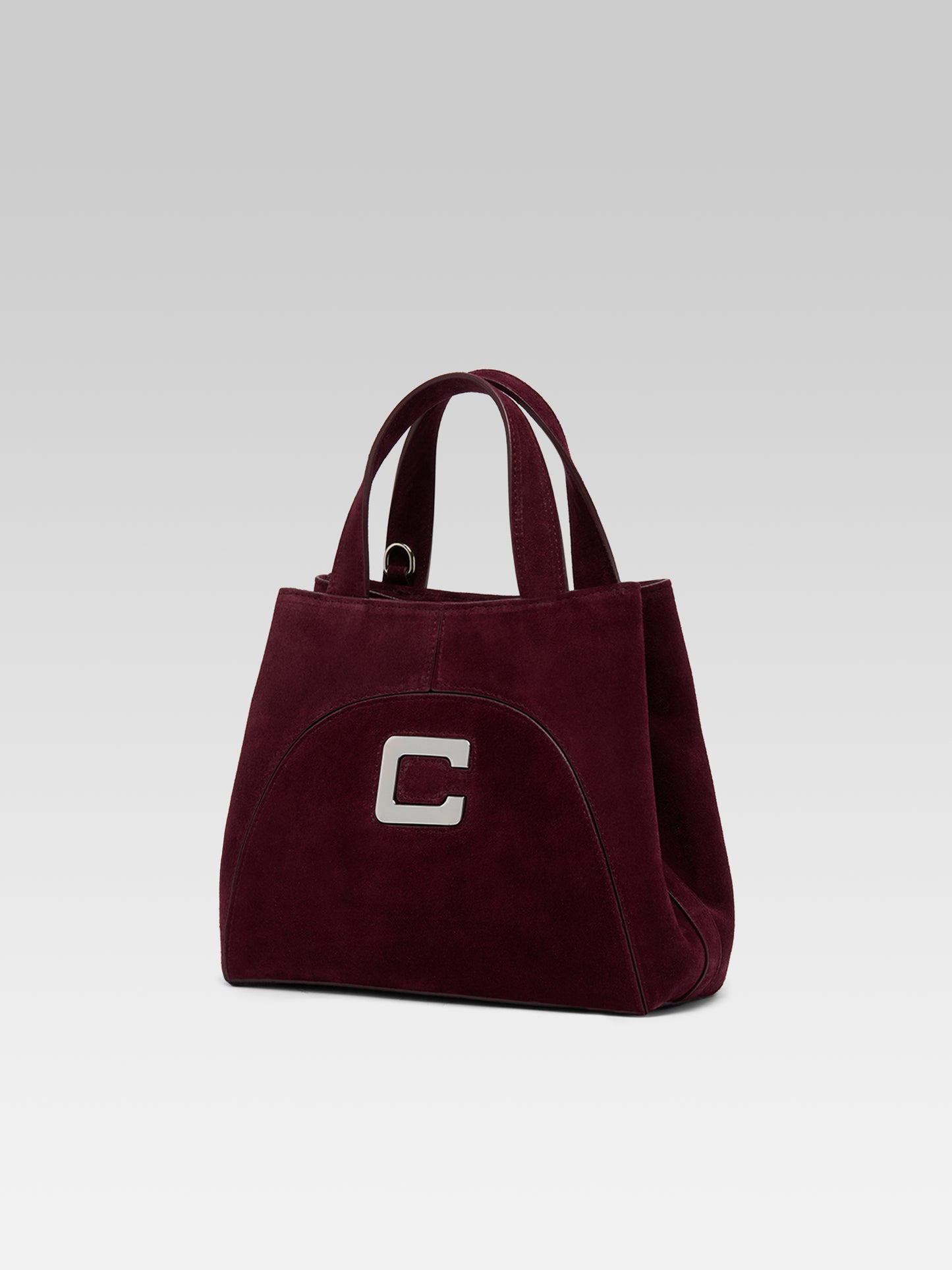 Clem - Mini sac cabas cuir velours aubergine