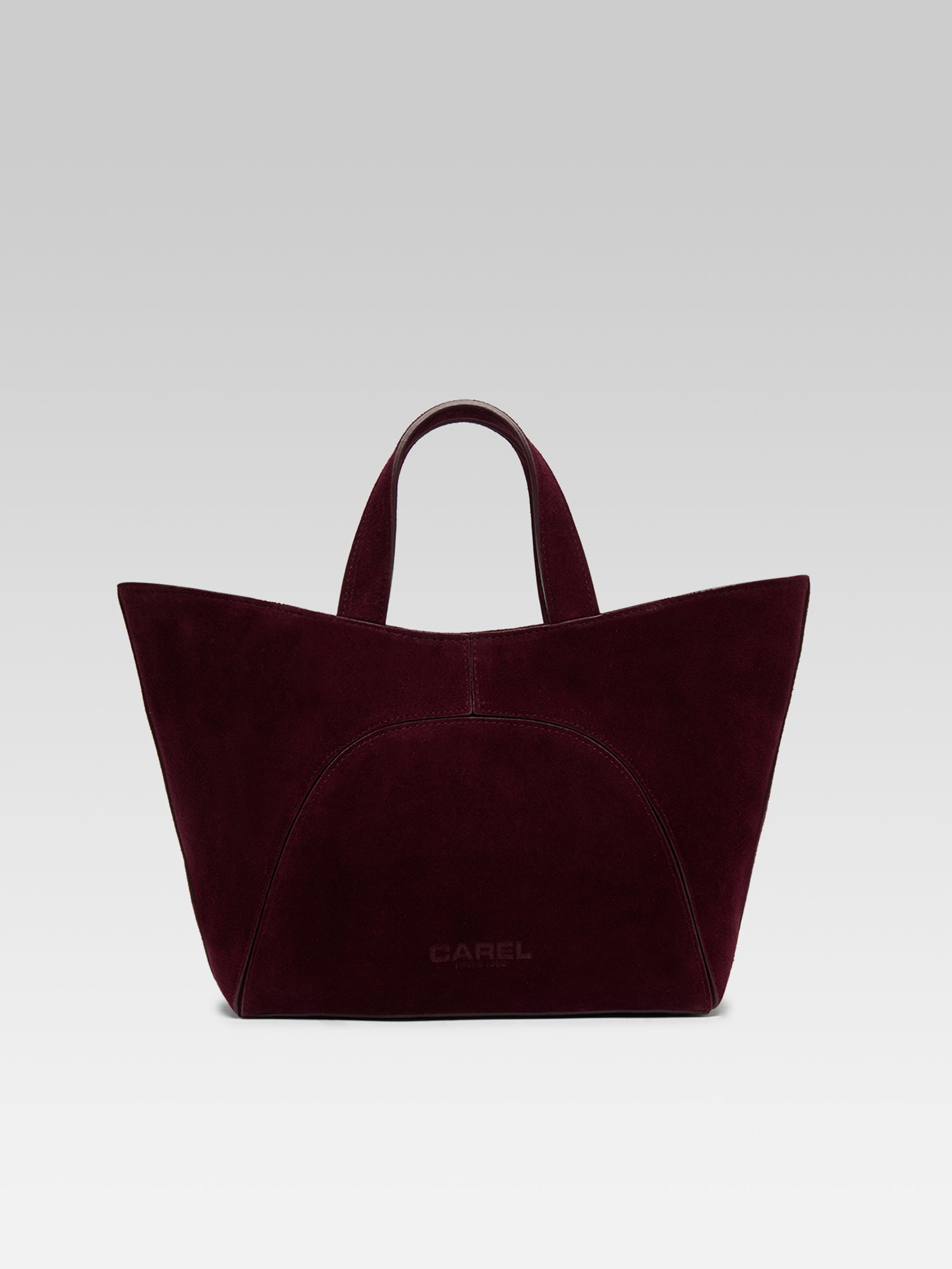 Clem - Mini sac cabas cuir velours aubergine - Image numéro 2
