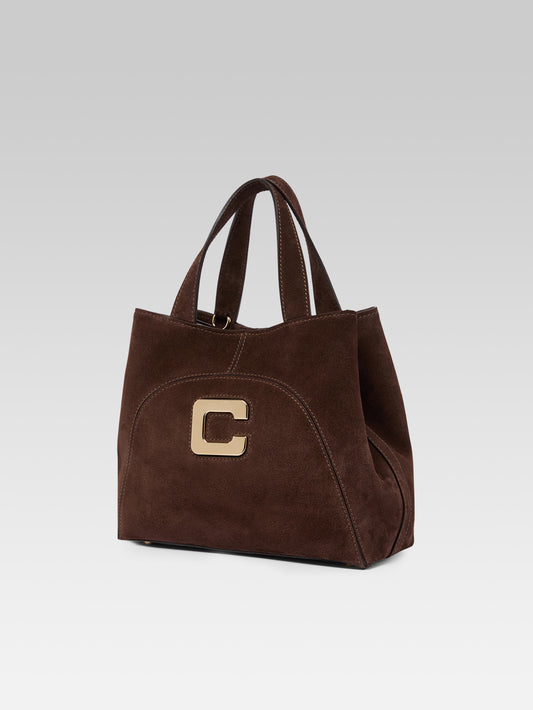 Clem - Brown suede leather mini tote bag - Image number 2