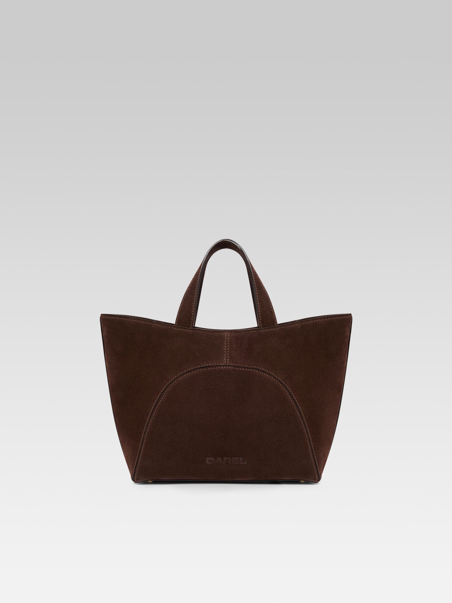 Clem - Mini sac cabas cuir velours marron