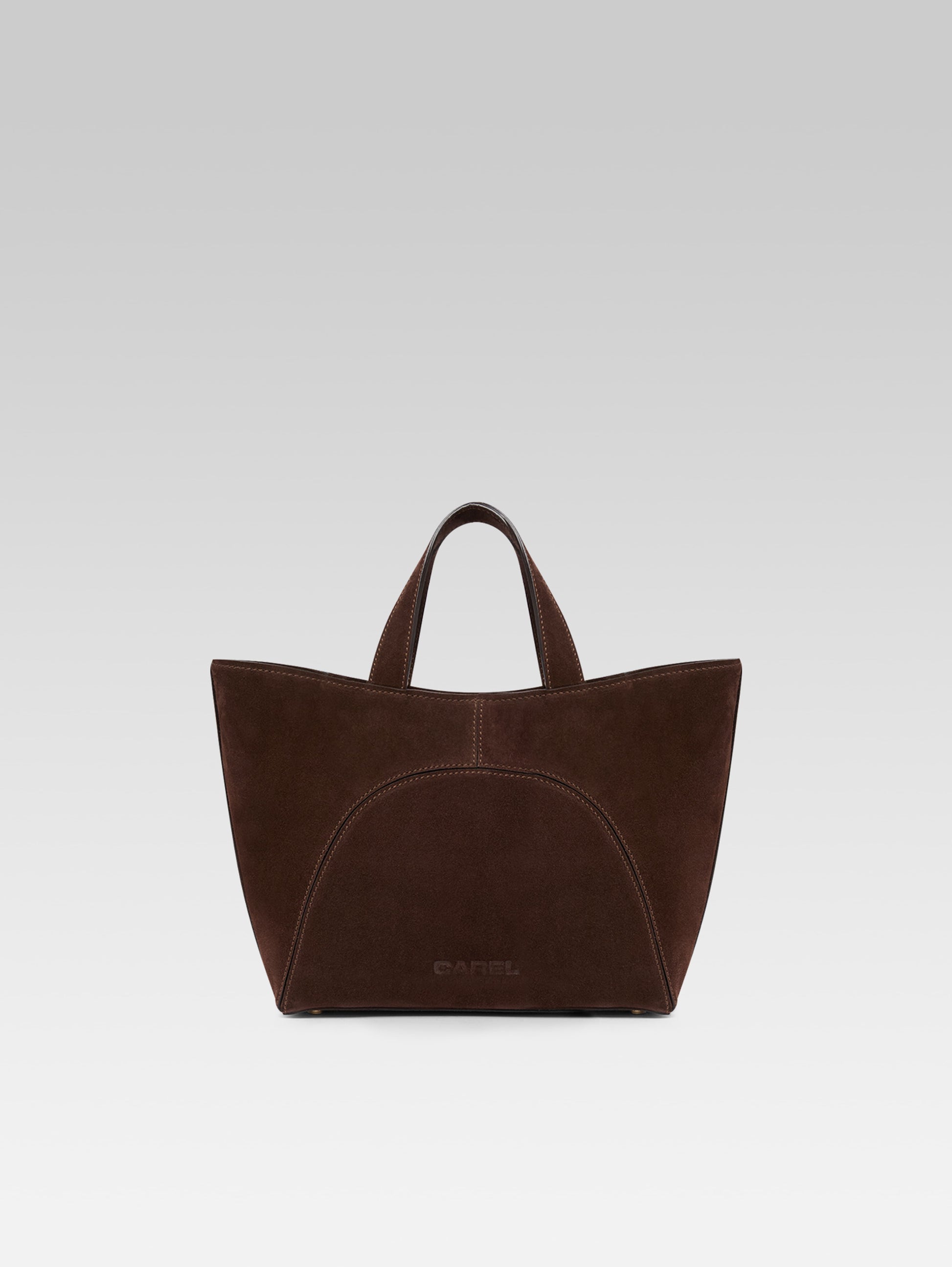 Clem - Mini sac cabas cuir velours marron - Image numéro 5