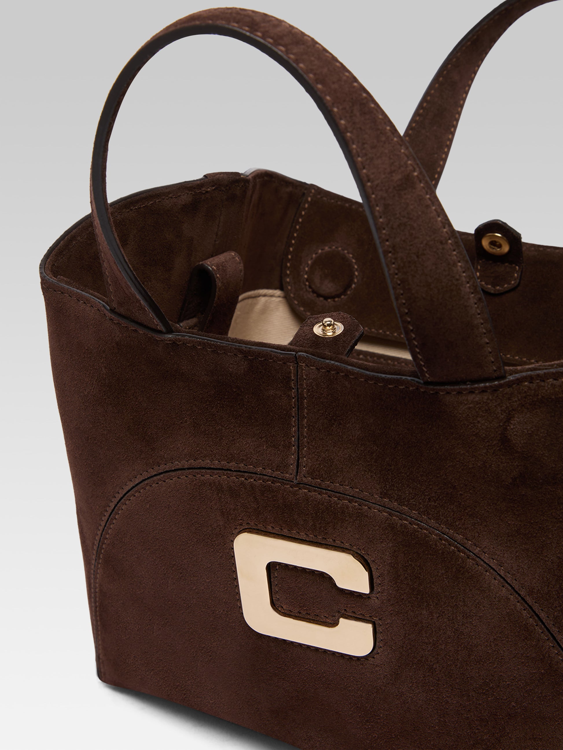 Clem - Mini sac cabas cuir velours marron - Image numéro 6