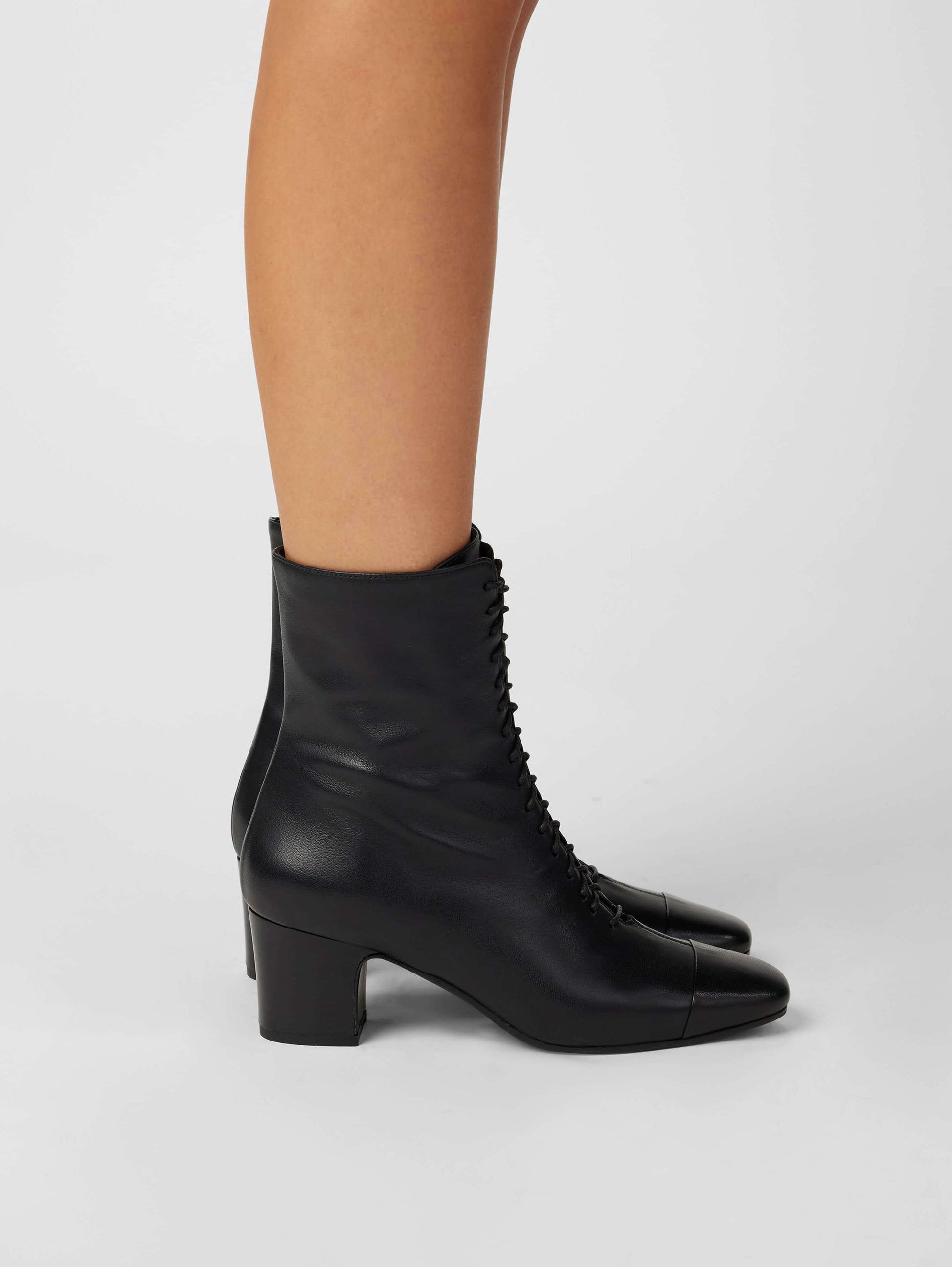 Colette - Black leather lace-up ankle boots - Image number 5