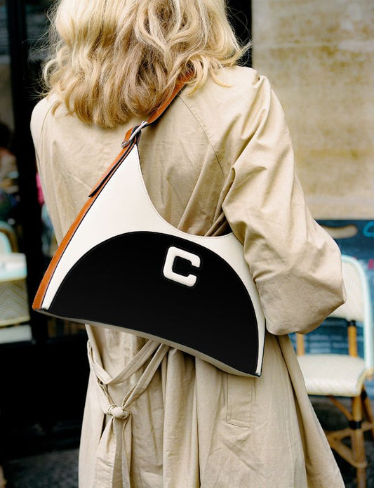 Concorde - Sac épaule cuir noir, ivoire et camel - Image numéro 3