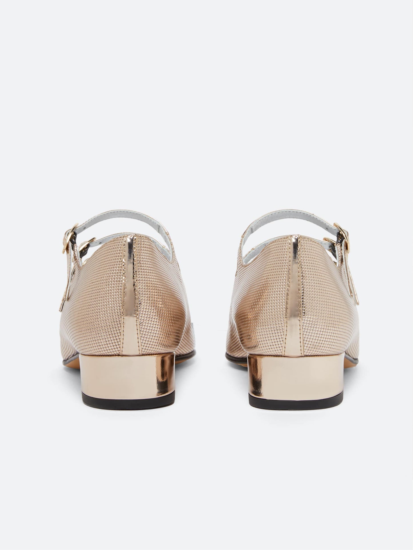 Ariana - Platinum embossed leather Mary Janes ballet flats