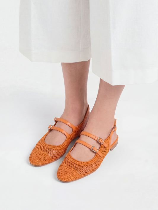 Balma - Orange raffia slingback Mary Jane - Image number 7