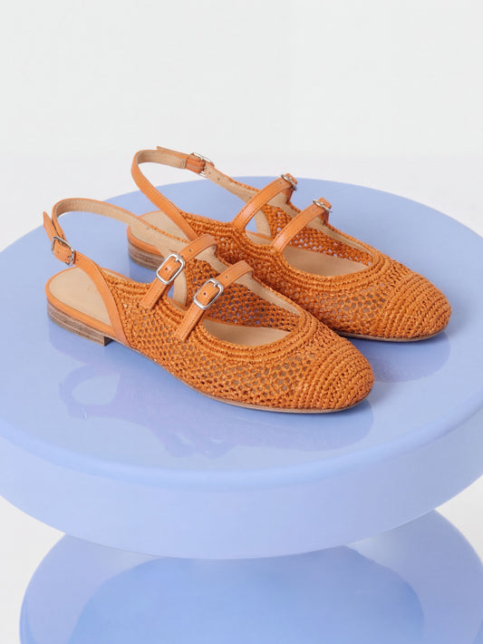 Balma - Orange raffia slingback Mary Jane - Image number 5