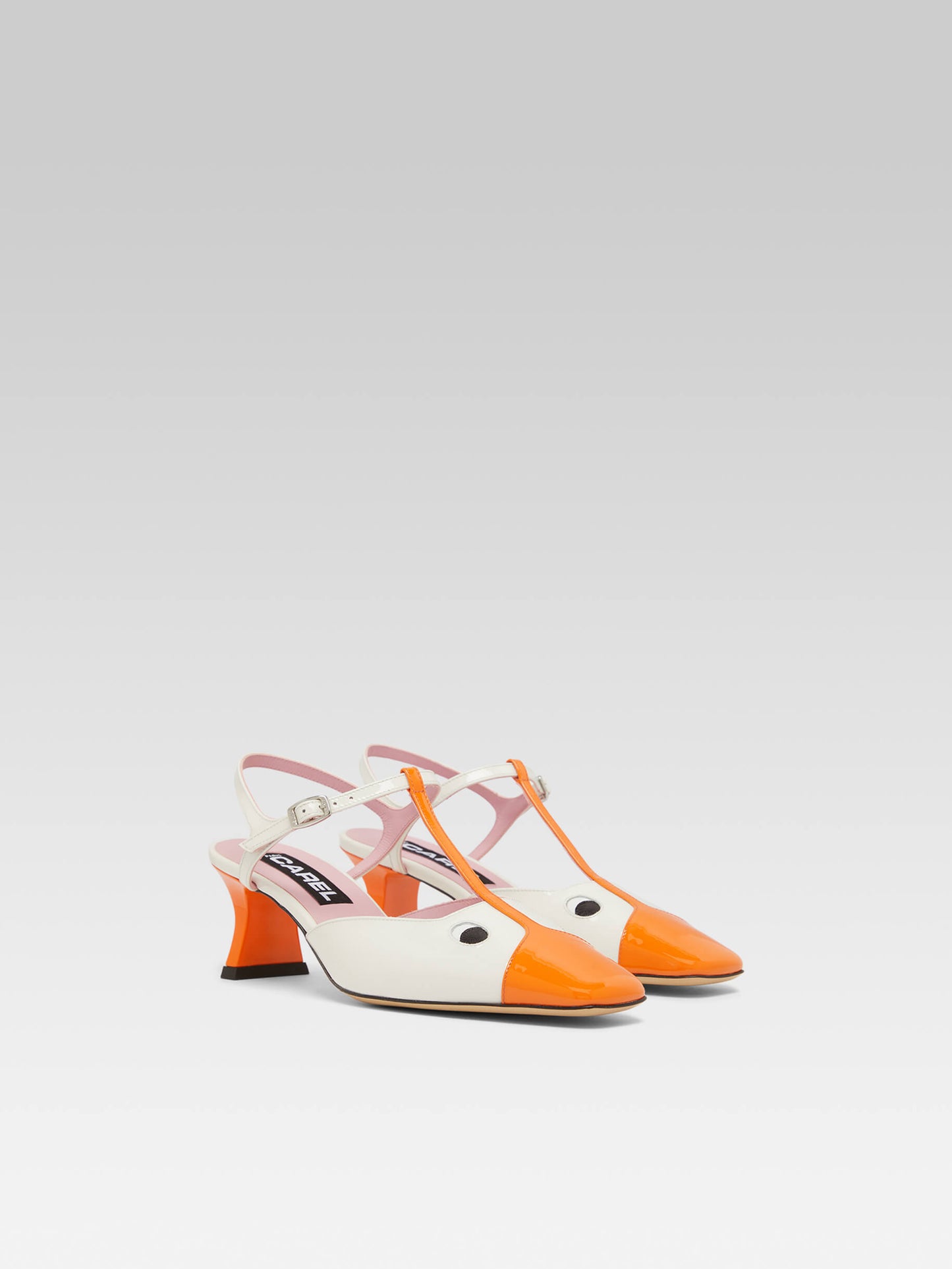 Donald - Orange and white patent leather sandals