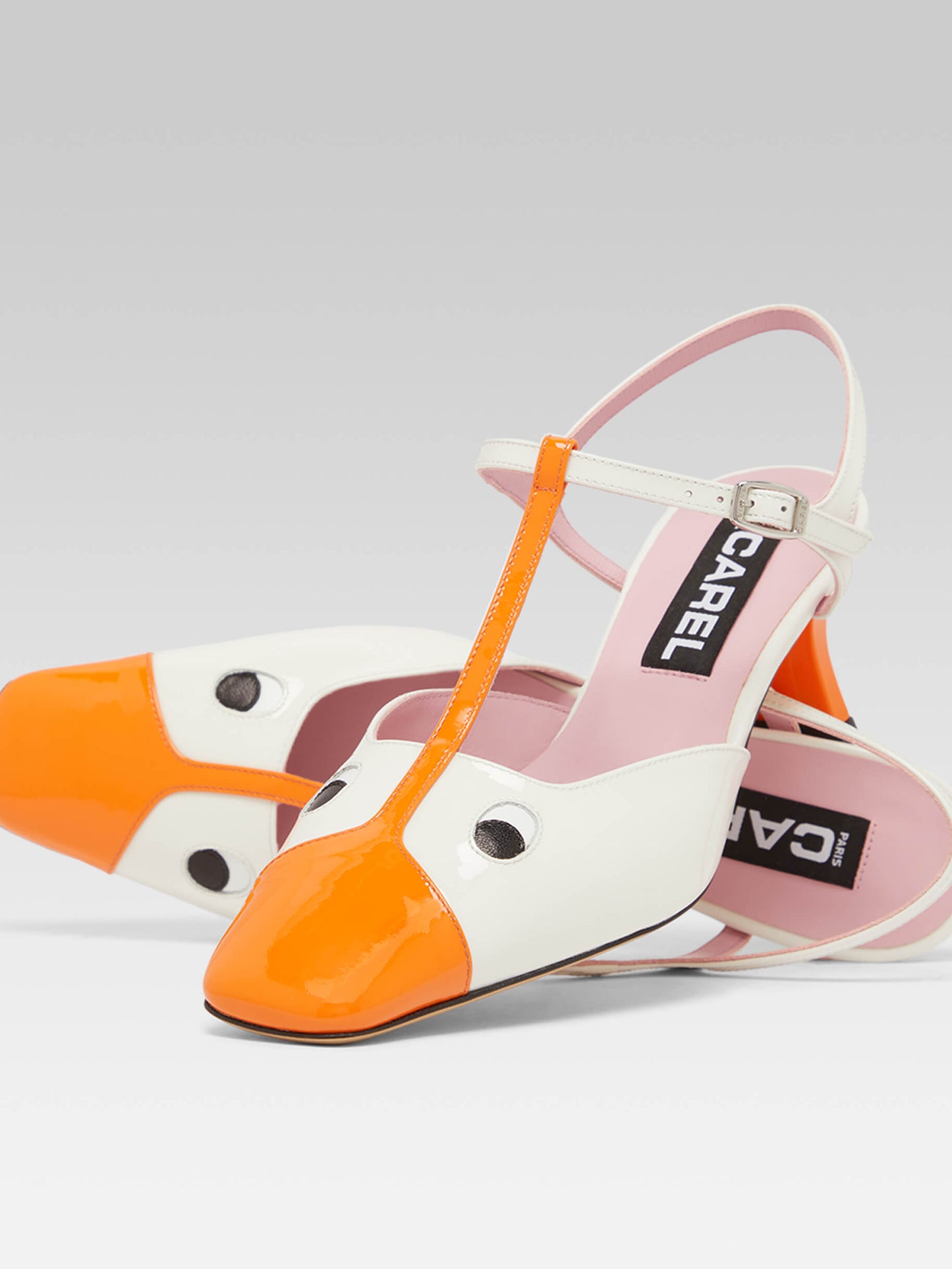 Donald - Orange and white patent leather sandals