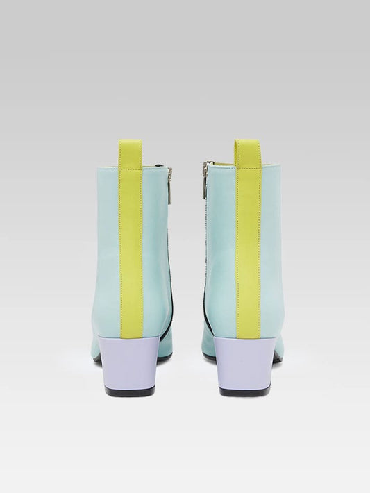 Estime - Bottines cuir menthe, lilas et vert citron - Image numéro 5