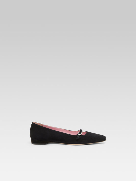 Emilie - Black suede leather ballet flats - Image number 1