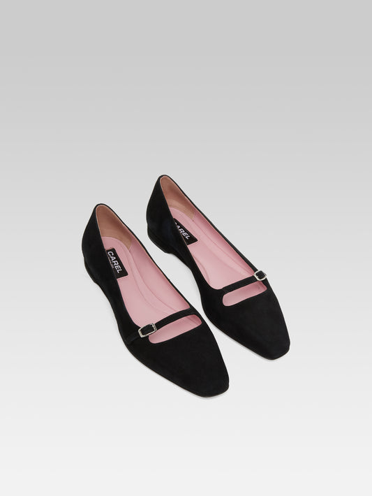 Emilie - Black suede leather ballet flats - Image number 3