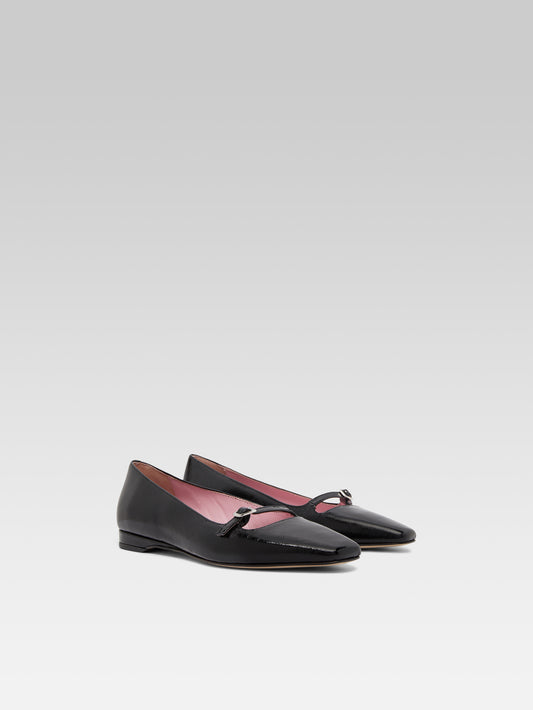 Emilie - Black naplack leather ballet flats - Image number 5