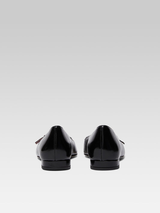 Emilie - Black naplack leather strappy ballet flats - Image number 6