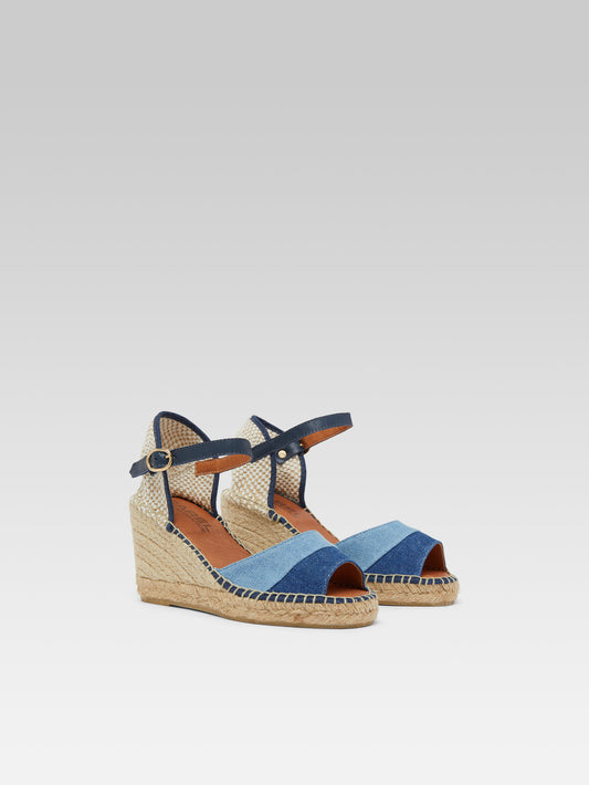 Espelette - Espadrilles compensées tissu bi jeans - Image numéro 4