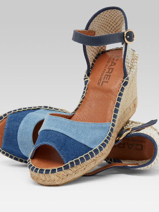 Espelette - Espadrilles compensées tissu bi jeans - Image numéro 2