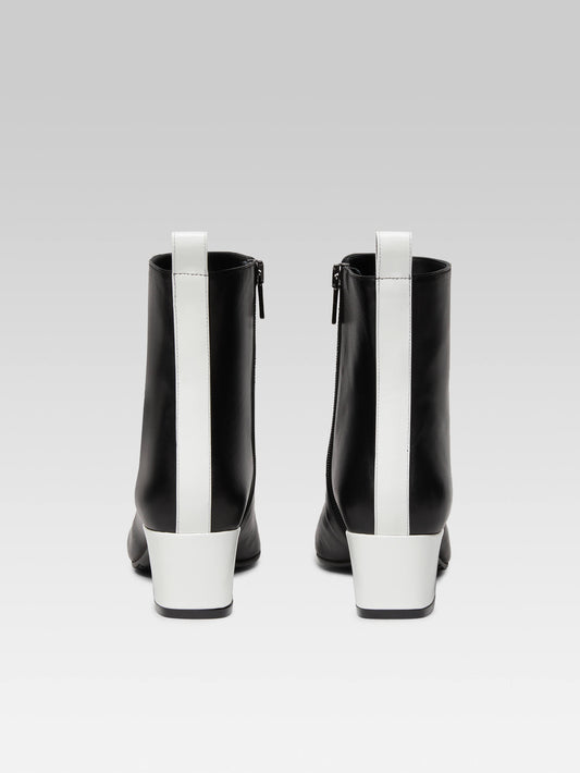 Estime - Black leather and white patent leather ankle boots - Image number 5