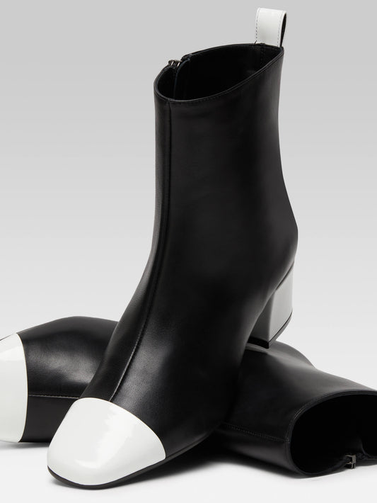 Estime - Black leather and white patent leather ankle boots - Image number 2