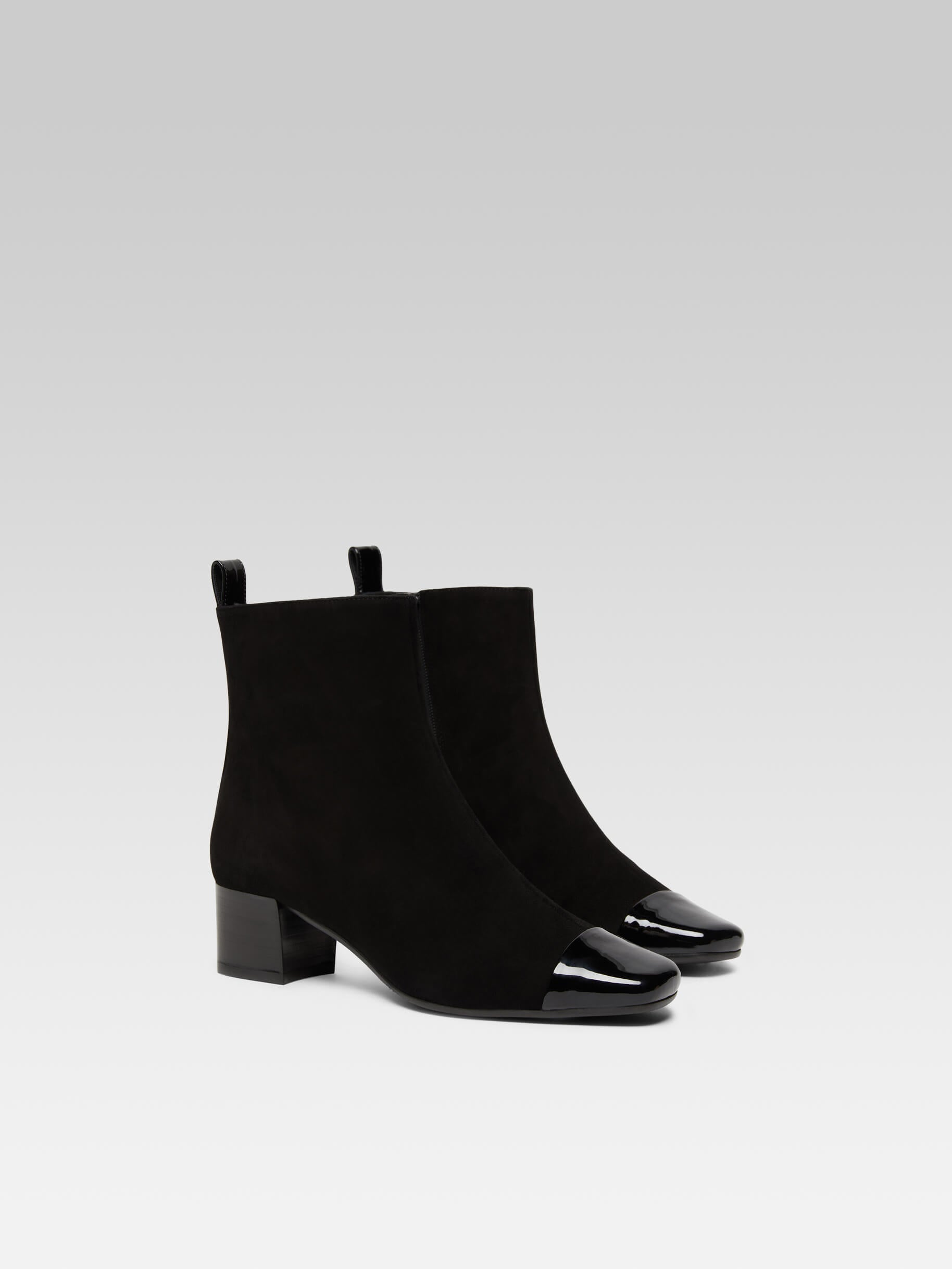 Estime - Bottines cuir velours et verni noir - Image numéro 4