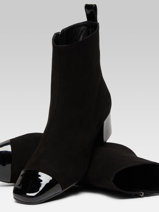 Estime - Black suede and patent leather ankle boots - Image number 2