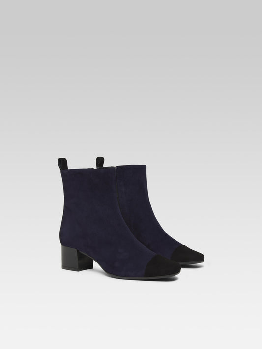 Estime - Bottines cuir velours bleu marine et noir - Image numéro 3