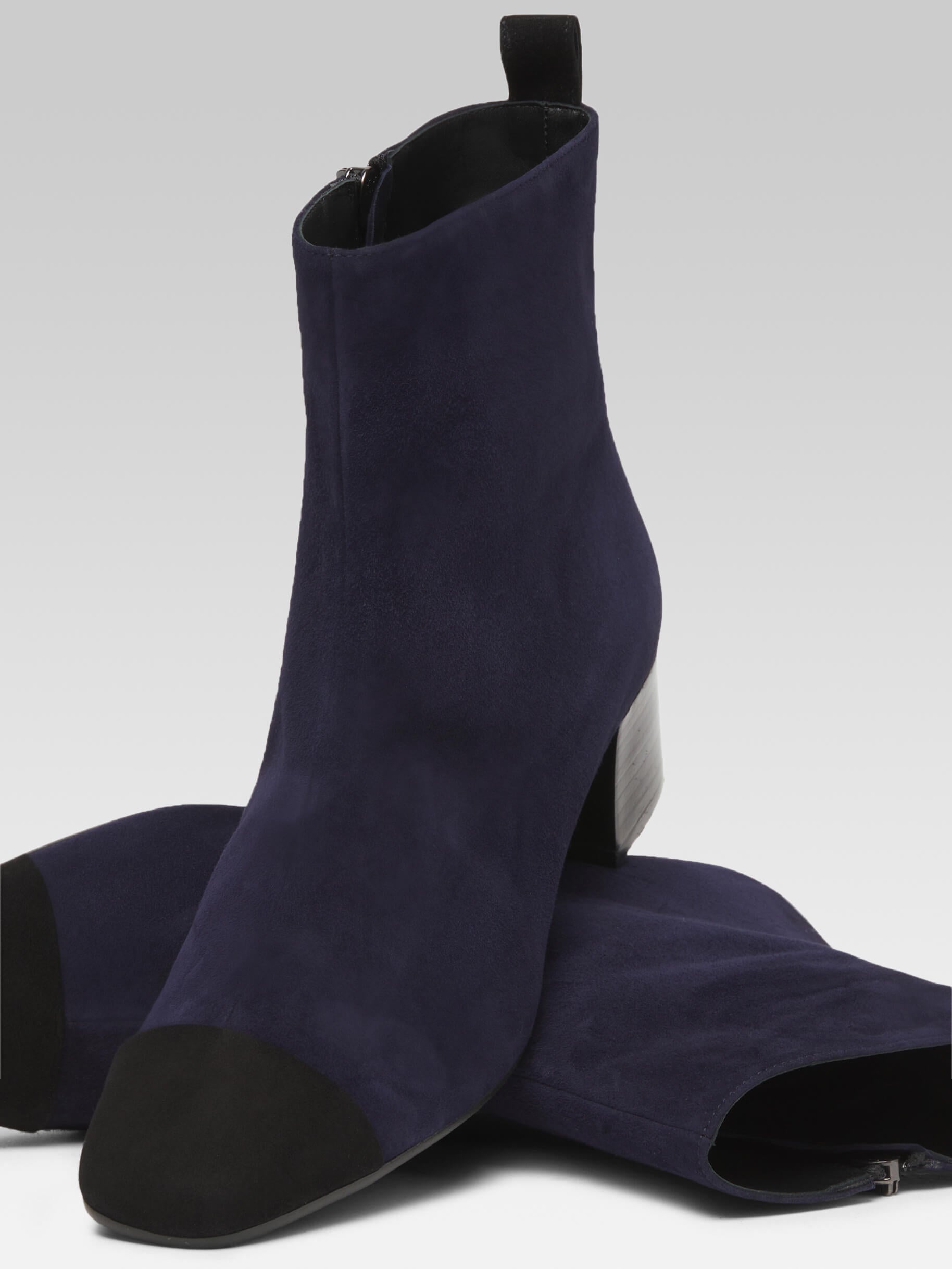 Estime - Bottines cuir velours bleu marine et noir - Image numéro 4