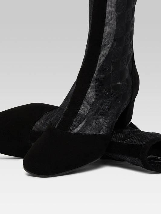 Estimenight - Bottines cuir velours et résille noir - Image numéro 2