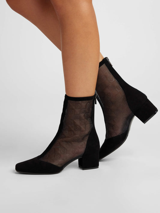 Estimenight - Bottines cuir velours et résille noir - Image numéro 4