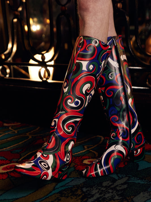 Malaga - Bottes cuir imprimé multicolore - Image numéro 6