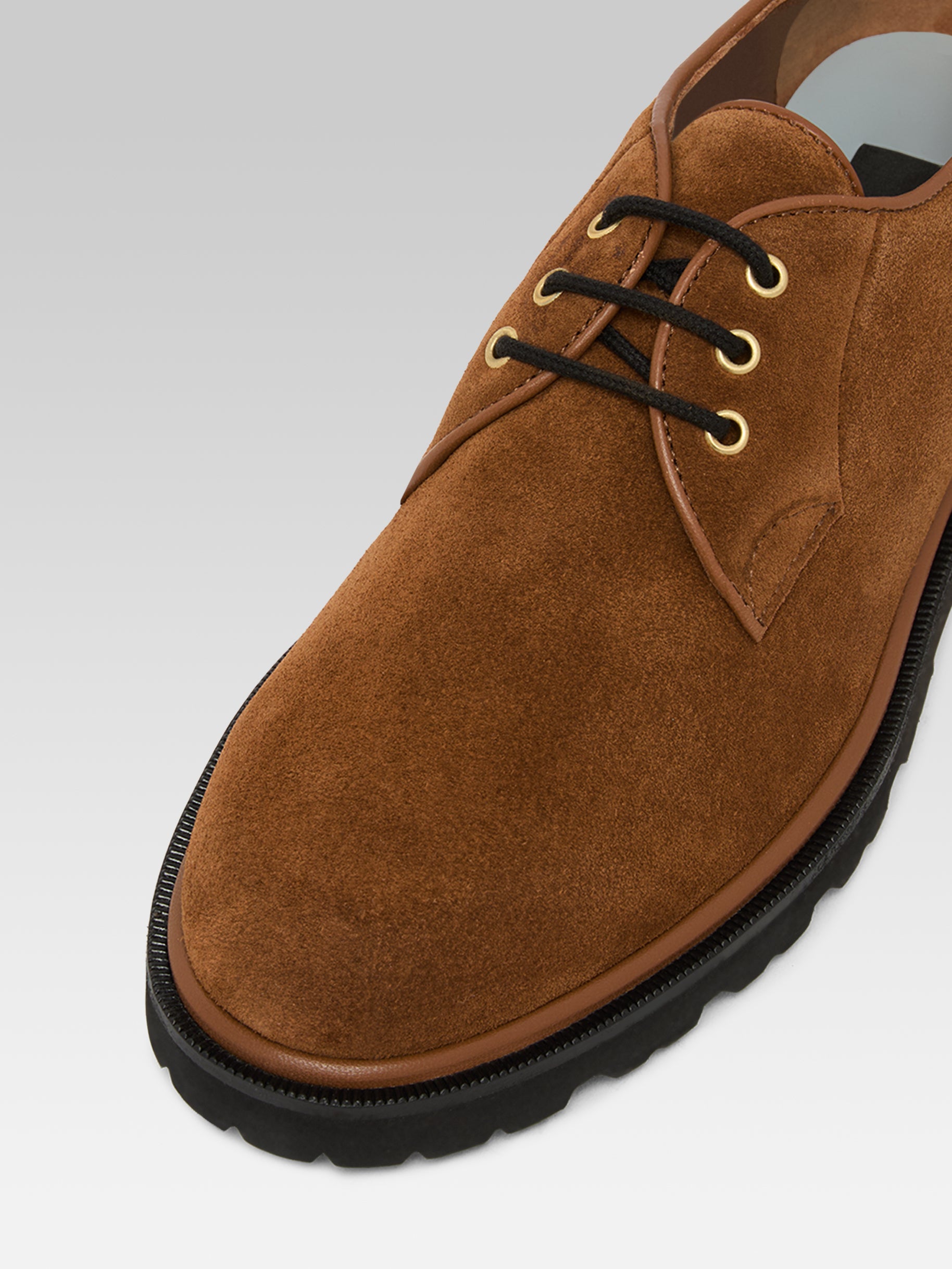 Gioia - Derbies cuir velours brandy - Image numéro 4