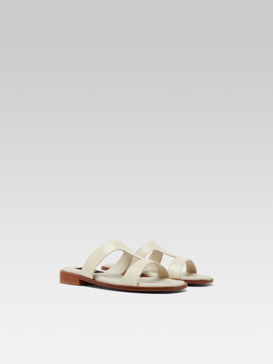 Ilienne - Beige leather flat mules - Image number 3