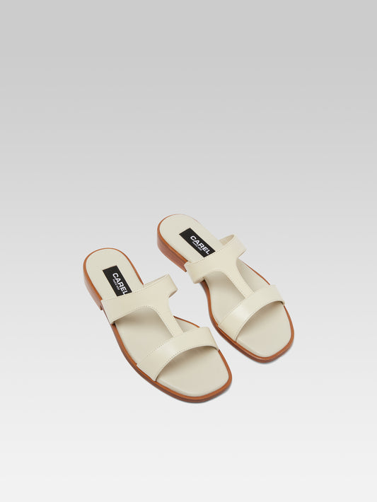 Ilienne - Beige leather flat mules - Image number 4