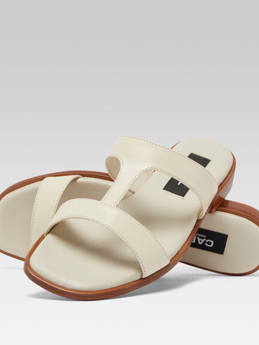 Ilienne - Beige leather flat mules - Image number 2