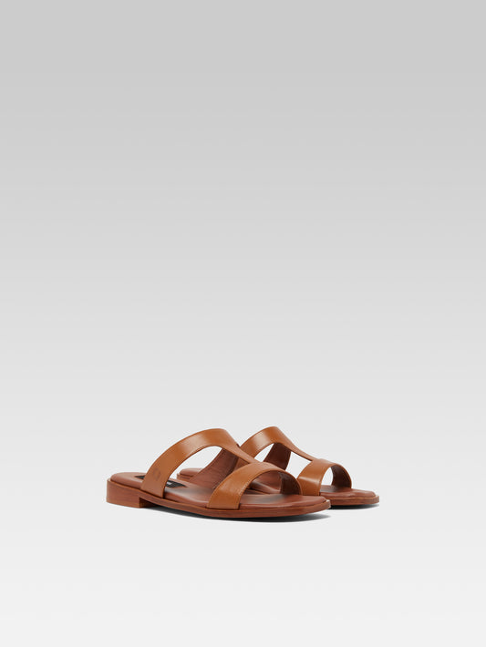 Ilienne - Camel leather flat mules - Image number 4