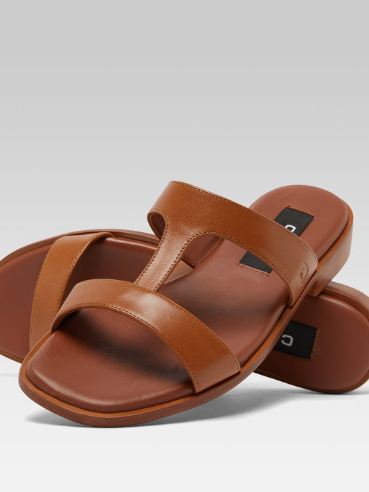 Ilienne - Camel leather flat mules - Image number 2