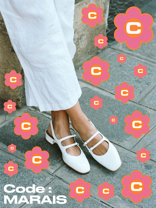 Peche - Babies slingback cuir verni blanc - Image numéro 3