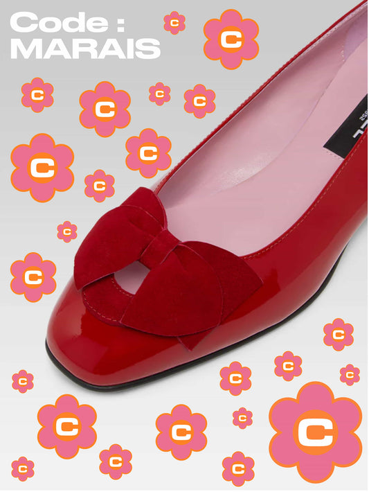 Princesse - Red patent leather ballet flats with velvet bow - Image number 2