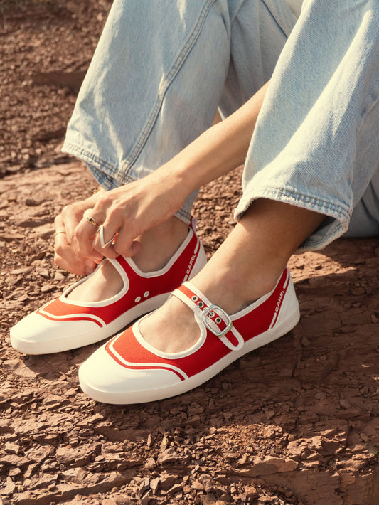 Costa - Tennis à brides toile rouge recyclée - Image numéro 3