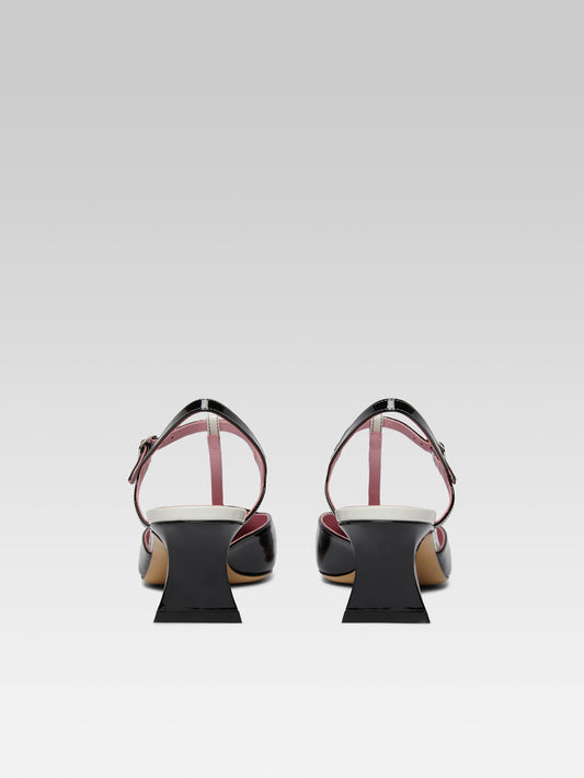 Isadora - Black and white patent leather heeled sandals - Image number 7
