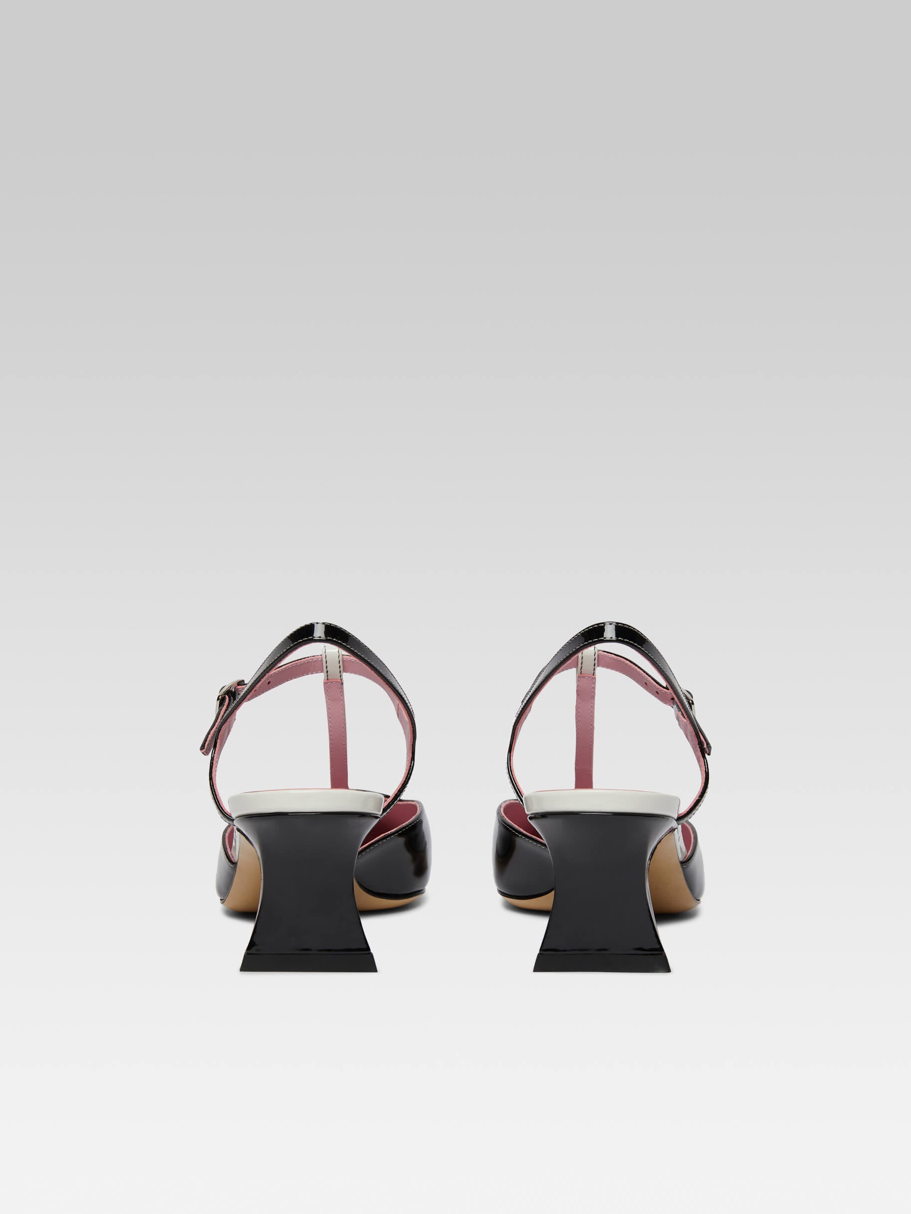 Isadora - Black and white patent leather heeled sandals - Image number 7
