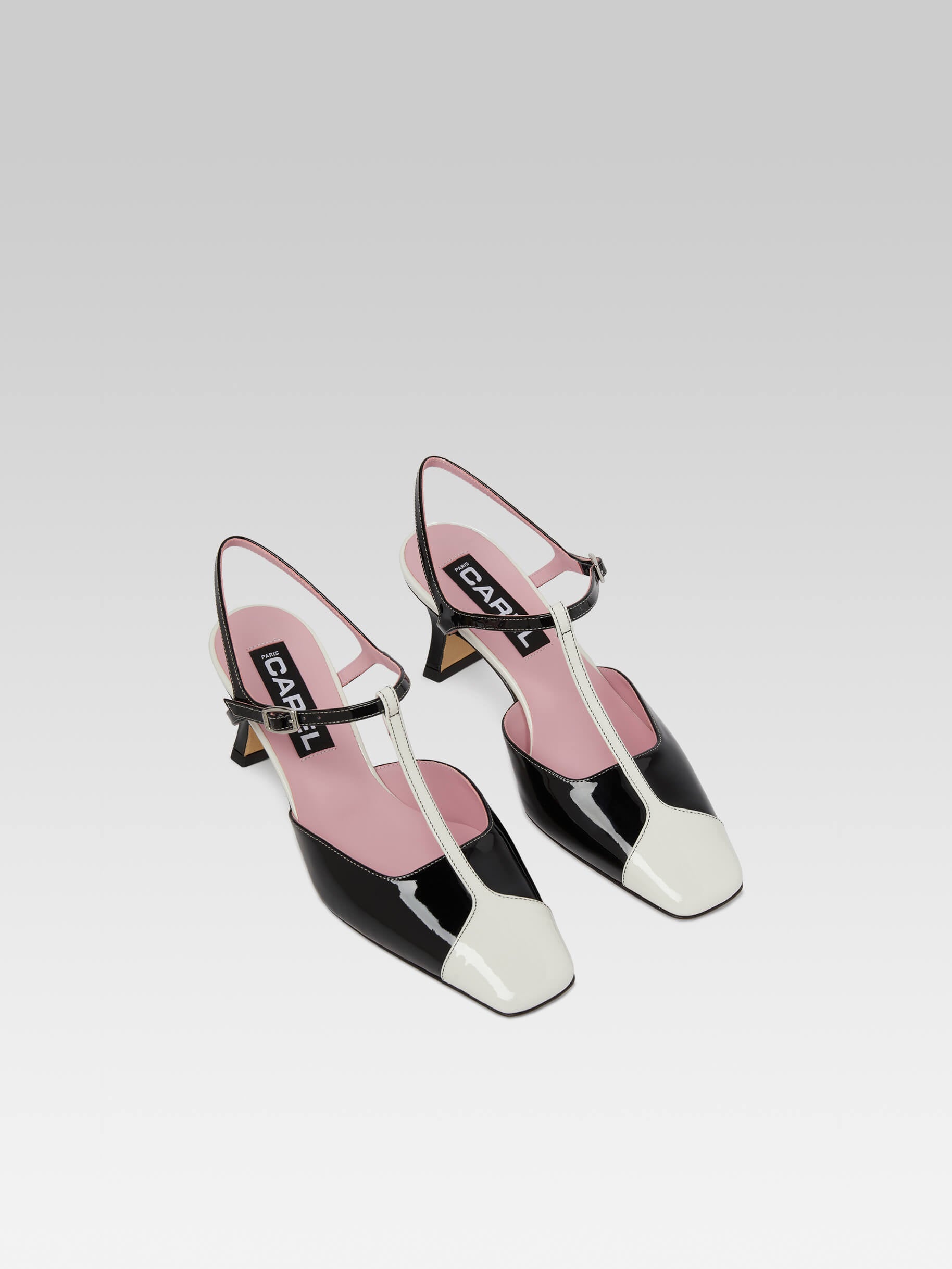 Isadora - Black and white patent leather heeled sandals - Image number 2