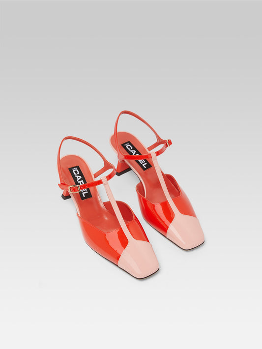 Isadora - Red and pink patent leather heeled sandals - Image number 3