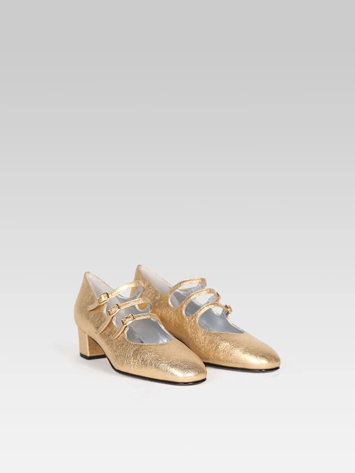 Kina - Gold leather Mary Janes - Image number 3