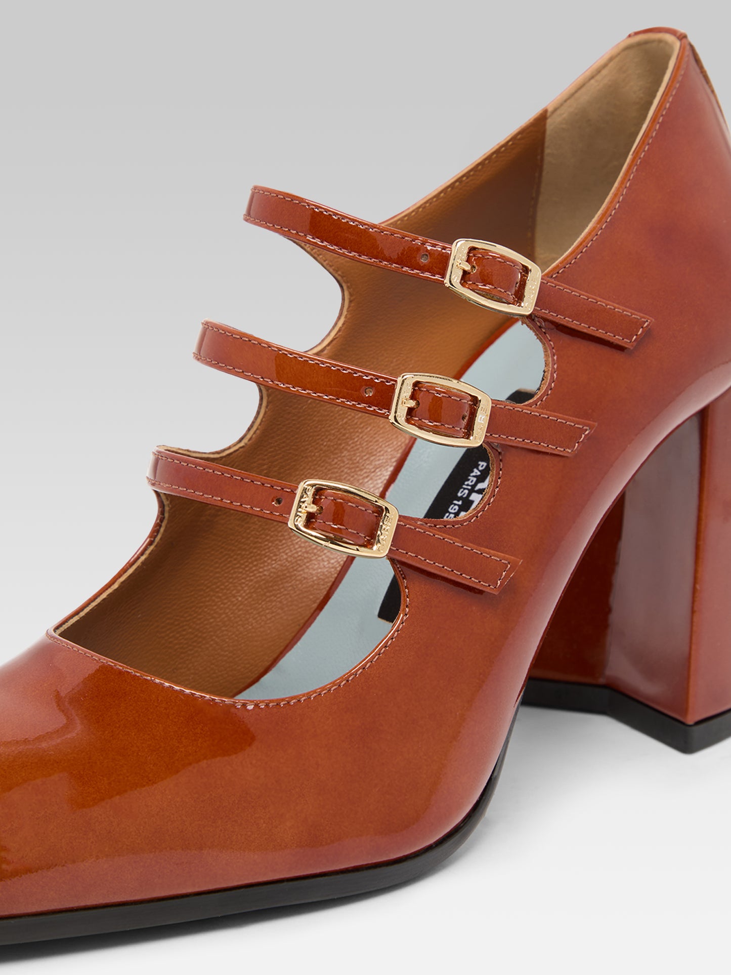 Keel - Escarpins babies cuir verni caramel 
